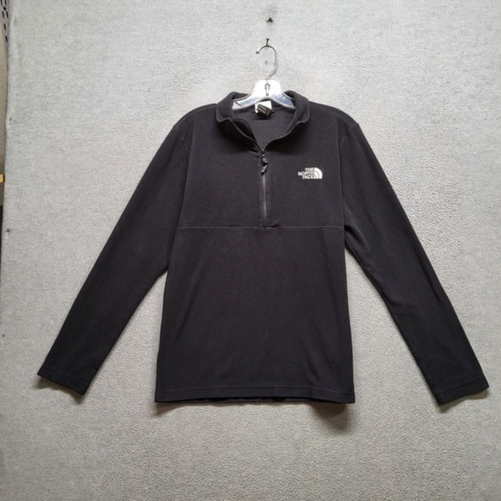 The North Face Men Sweatshirt Small Black Fleece 1/2 Zip Logo Mock Neck Pullover